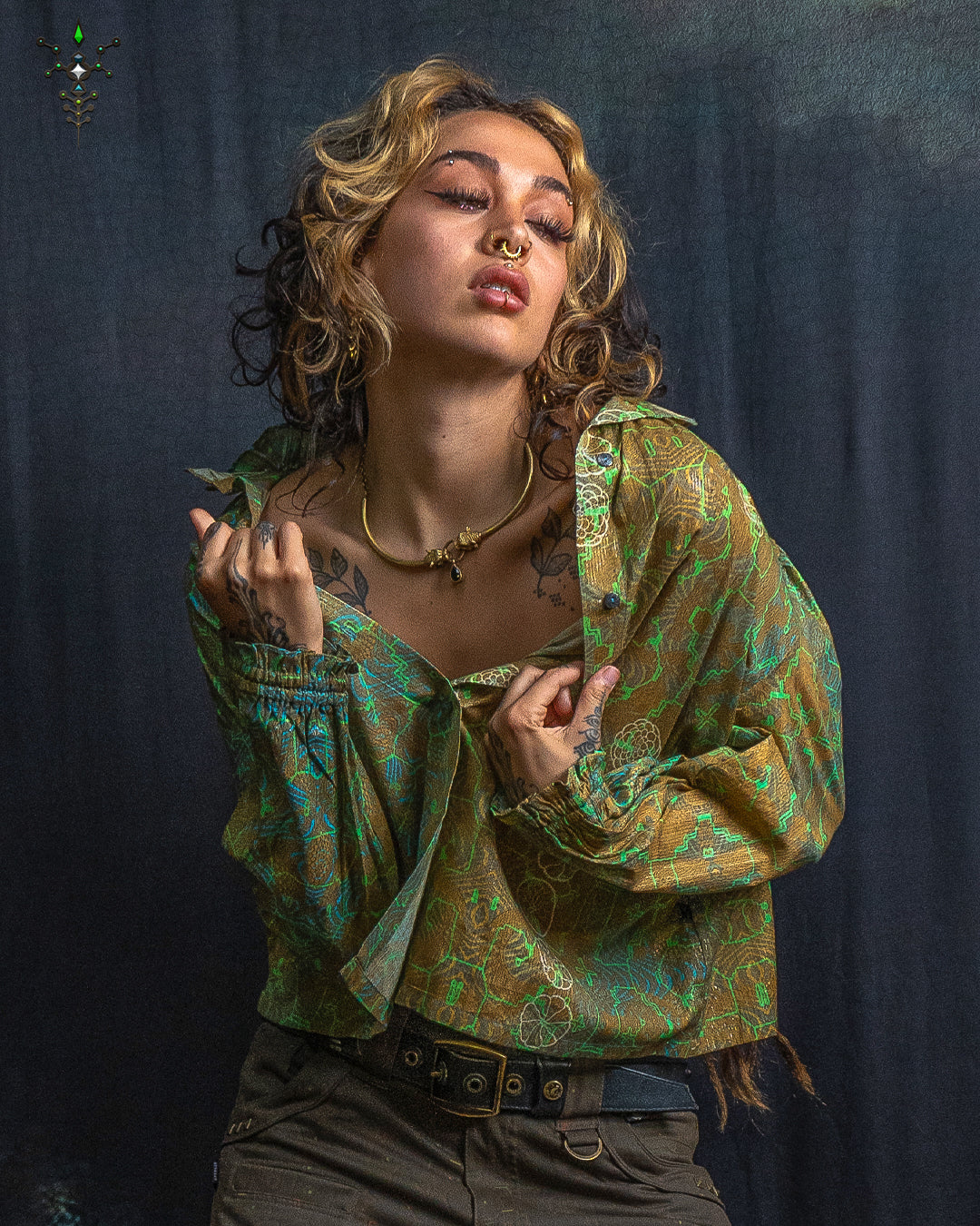 Shirt Woman Longsleeve FRUFRU / Cotton Voile Gold Lurex - SANDZ